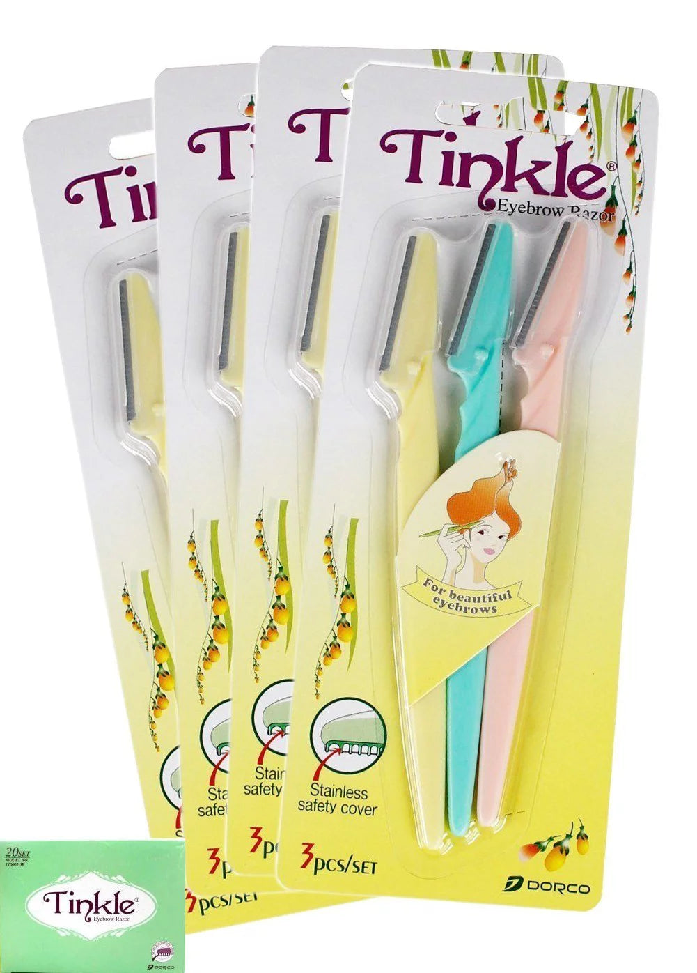 Dorco Tinkle Eyebrow Razors, 3 pack