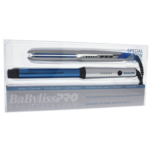 BaBylissPro Nano Titanium Special Edition Set - Ultra Thin Straightener 1.5" and Curling Wand 1"