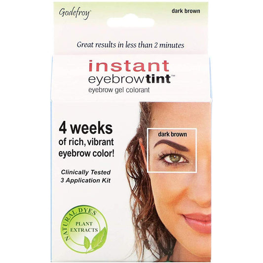 Godefroy Instant Eyebrow Tint Botanicals 3 Applications Included, Dark Brown, 1 Count