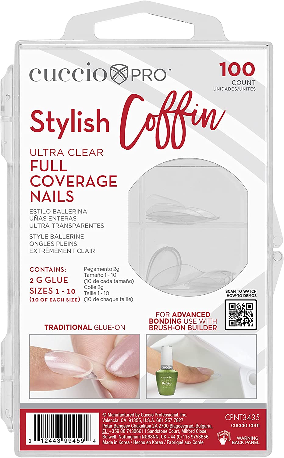 Cuccio Professional Ultraclear Full Coverage Nails, 100 ct