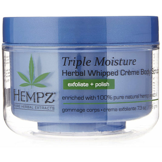 Hempz Triple Moisture Herbal Whipped Creme Body Scrub, Light Blue, Enchanted Grapefruit/Sparkling Peach