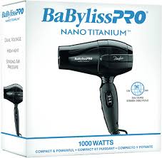 BabylissPRO Nano Titanium 1000 Watts Travel Dryer, Black