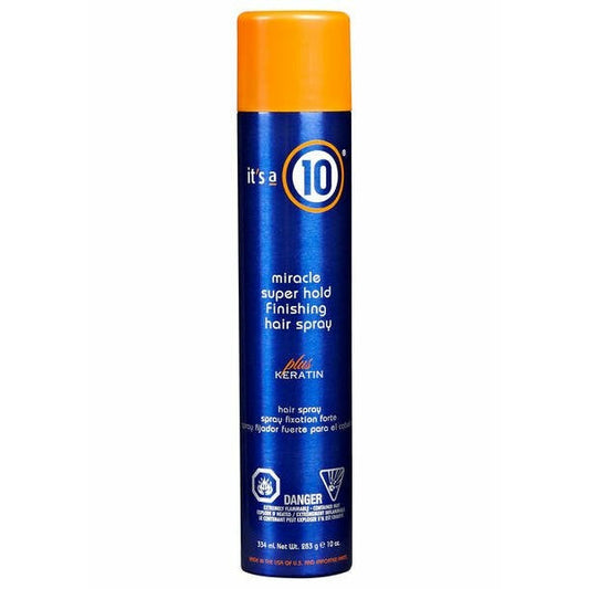 it's a 10 miracle super hold finishing hair spray plus Keratin