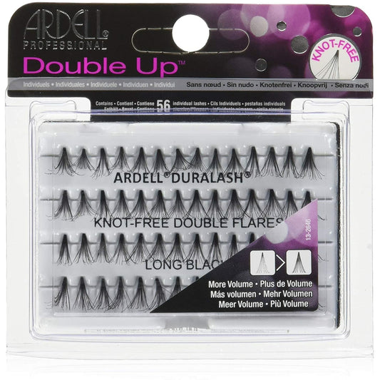 Ardell Double Up Individuals Knot-Free Long Black False Lashes, Double Flares