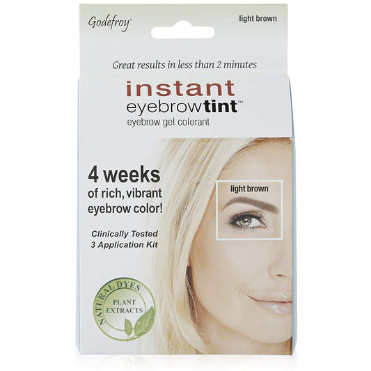 Godefroy Instant Eyebrow Color, Light Brown, 0.18 ounces, 12-weeks of long lasting, 3-applications per kit