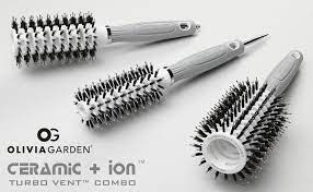 Olivia Garden Ceramic + Ion Turbo Vent Combo Hair Brush (ionic & 100% boar bristles)