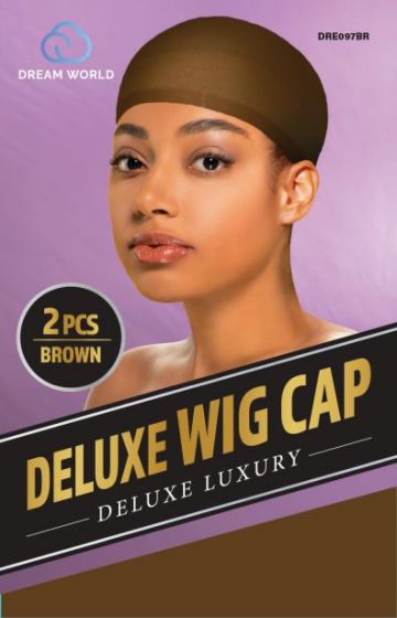 DREAM WORLD Deluxe Wig Cap 2PC Brown, DRE097BR