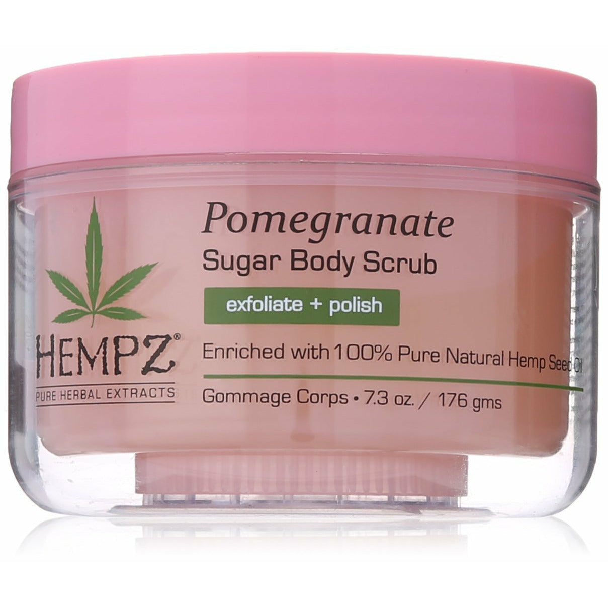 Hempz Herbal Sugar Body Scrub, Light Pink, Pomegranate, 7.3 Fluid Ounce